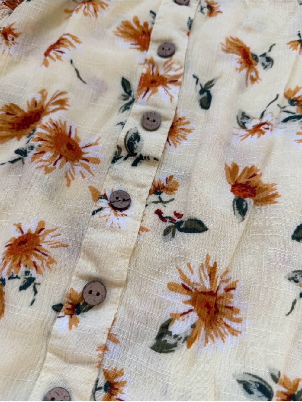 Sunflower Floral Ruffle Blouse Button Front Boho Cottagecore Yellow Plus Size 0X - Picture 3 of 12